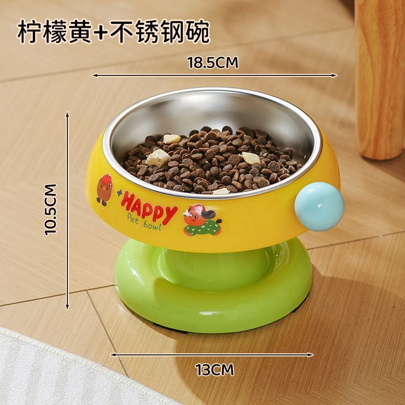 bowl high foot stainless steel neck protection food basin not easy to knock over large diameter anti-black chin into  baby  rice bowl full figure
