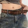 women's belt 2025 new genuine leather american retro brown belt ethnic style with jeans details Picture