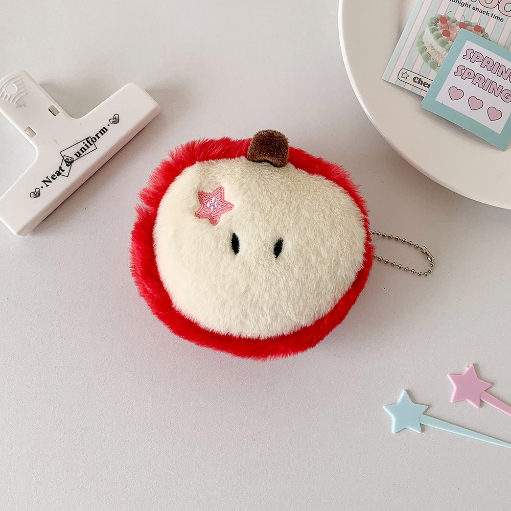 cute apple coin purse creative cartoon plush pendant mini bag student earphone bag data cable storage small bag details Picture
