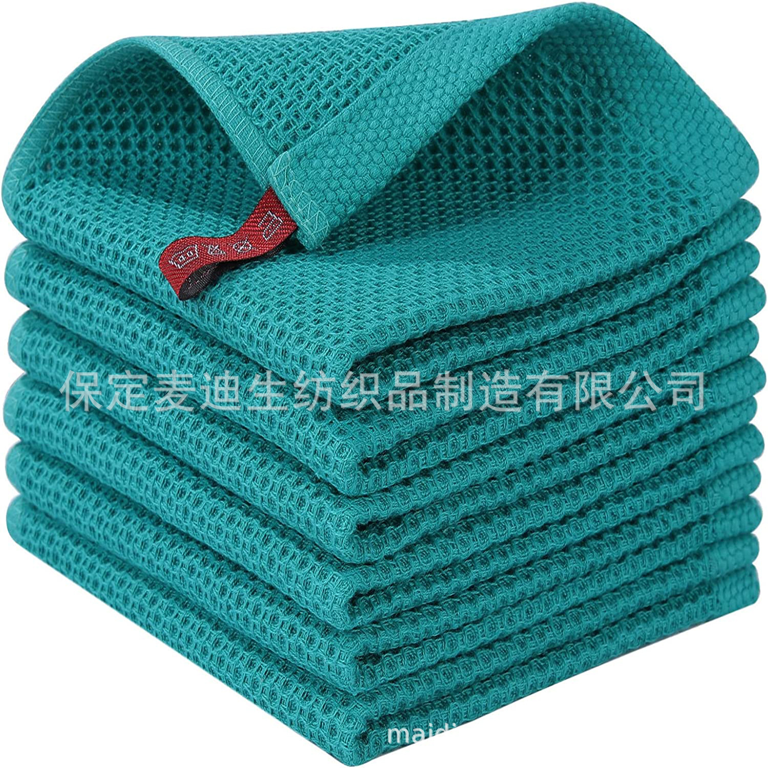 amazon hot selling pure cotton honeycomb kitchen towelette set easy cleaning tape hook waffle square towel wholesale details Picture