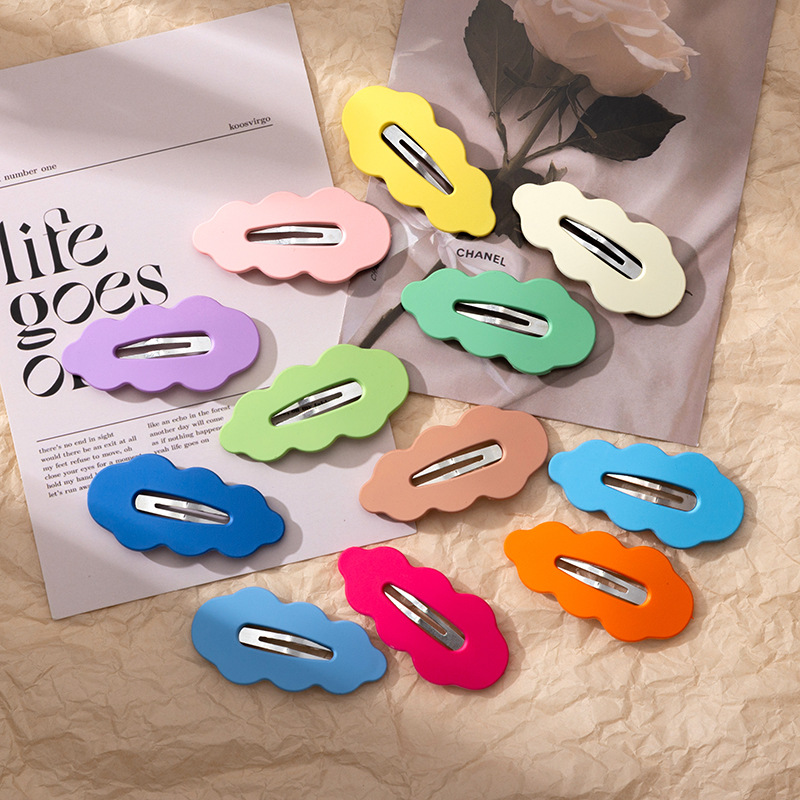 candy color wave clouds bb clip sweet girl barrettes cute bangs side hair clip for broken hair barrettes back head hairpin Item Picture