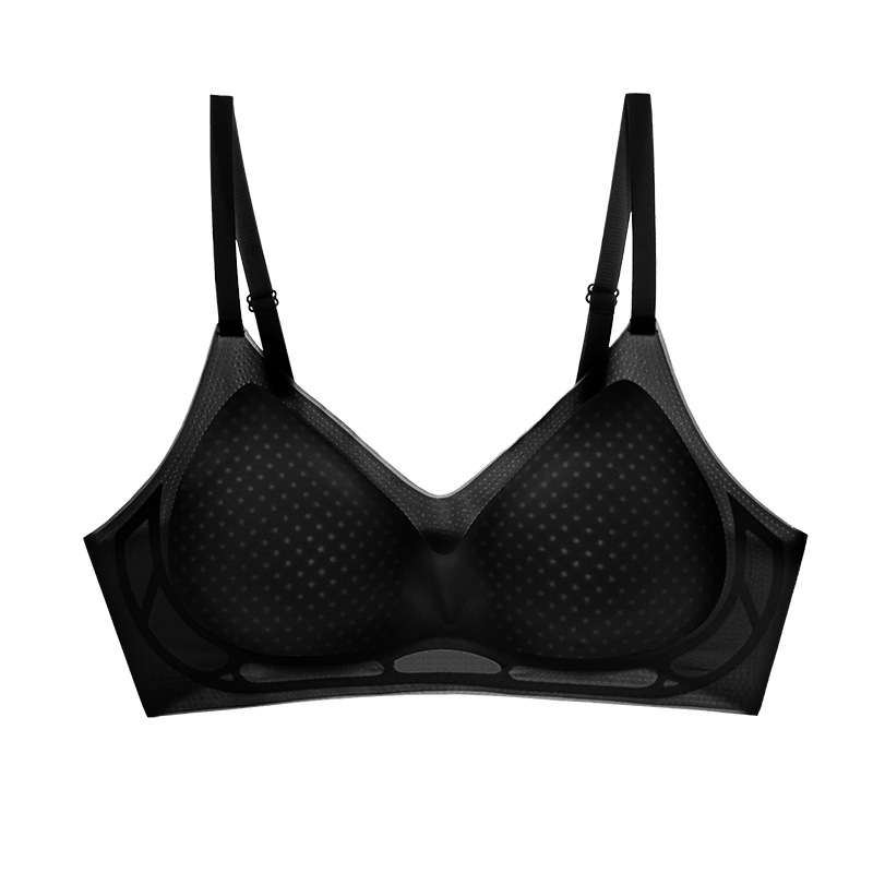 summer ice silk seamless underwear women's ultra-thin push up breathable underwired soft support beauty back bra jelly cool feeling details Picture