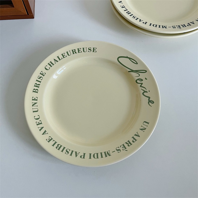 creative cream tableware net red letter plate ins style ceramic plate good-looking breakfast plate dessert western cuisine plate full figure