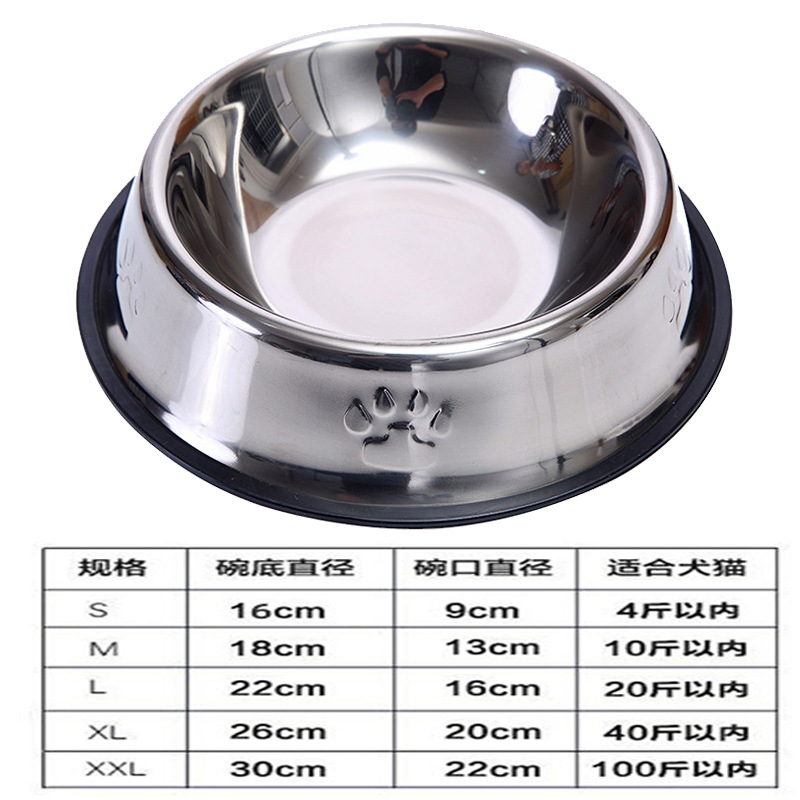 dog bowl factory wholesale stainless steel dog bowl  bowl pet supplies anti-tumble large dog printing footprints pet bowl full figure