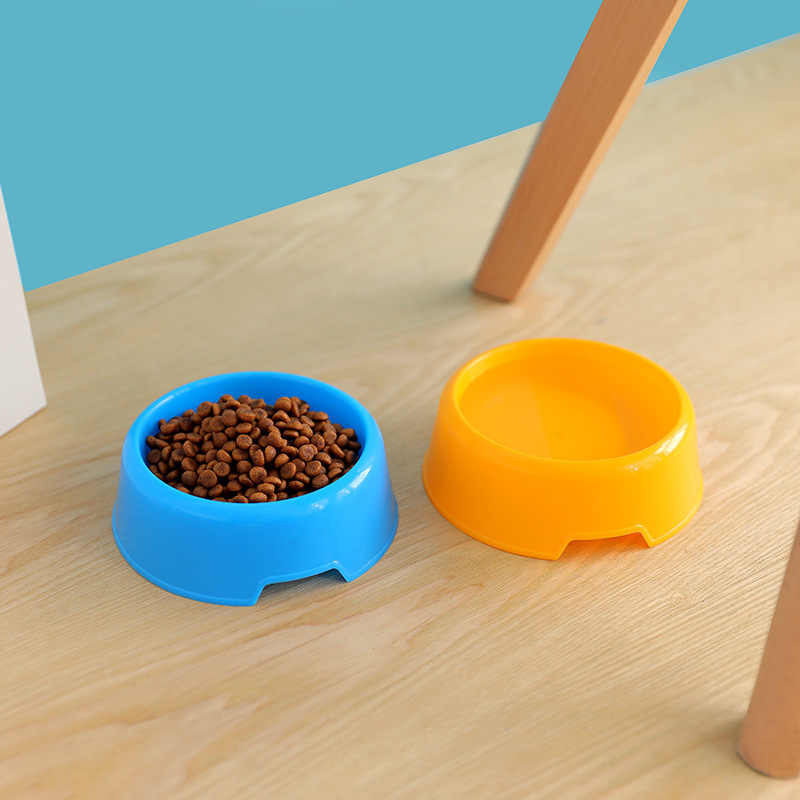 wholesale practical plastic pet bowl candy color dog bowl round single bowl  bowl food basin pet tableware rice bowl Specification drawing