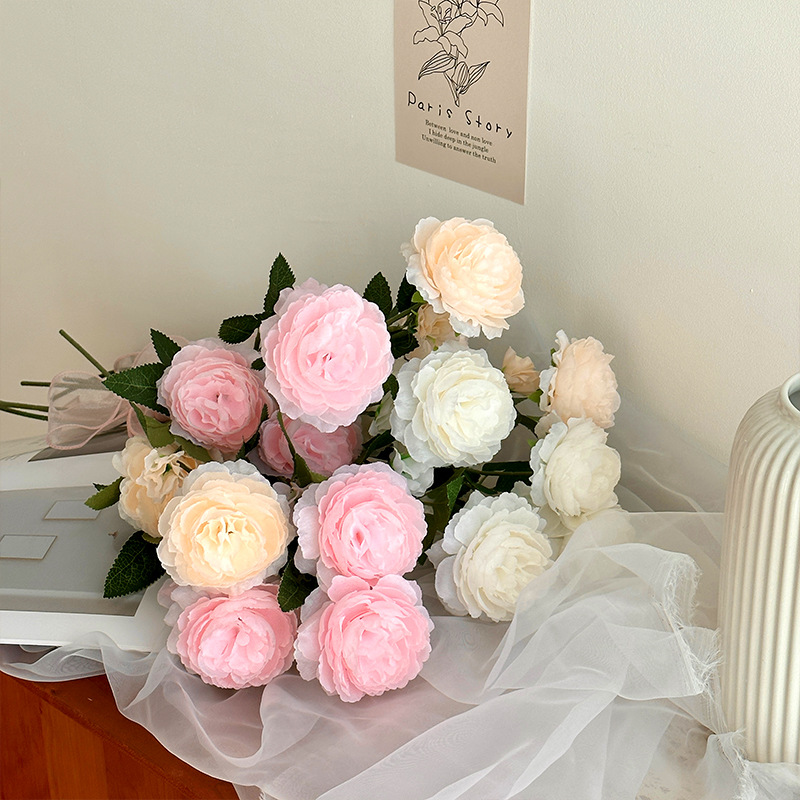 3 heads ranunculus asiaticus artificial/fake flower silk flower wedding decoration home decoration bouquet plastic flowers three heads ranunculus asiaticus Specification drawing