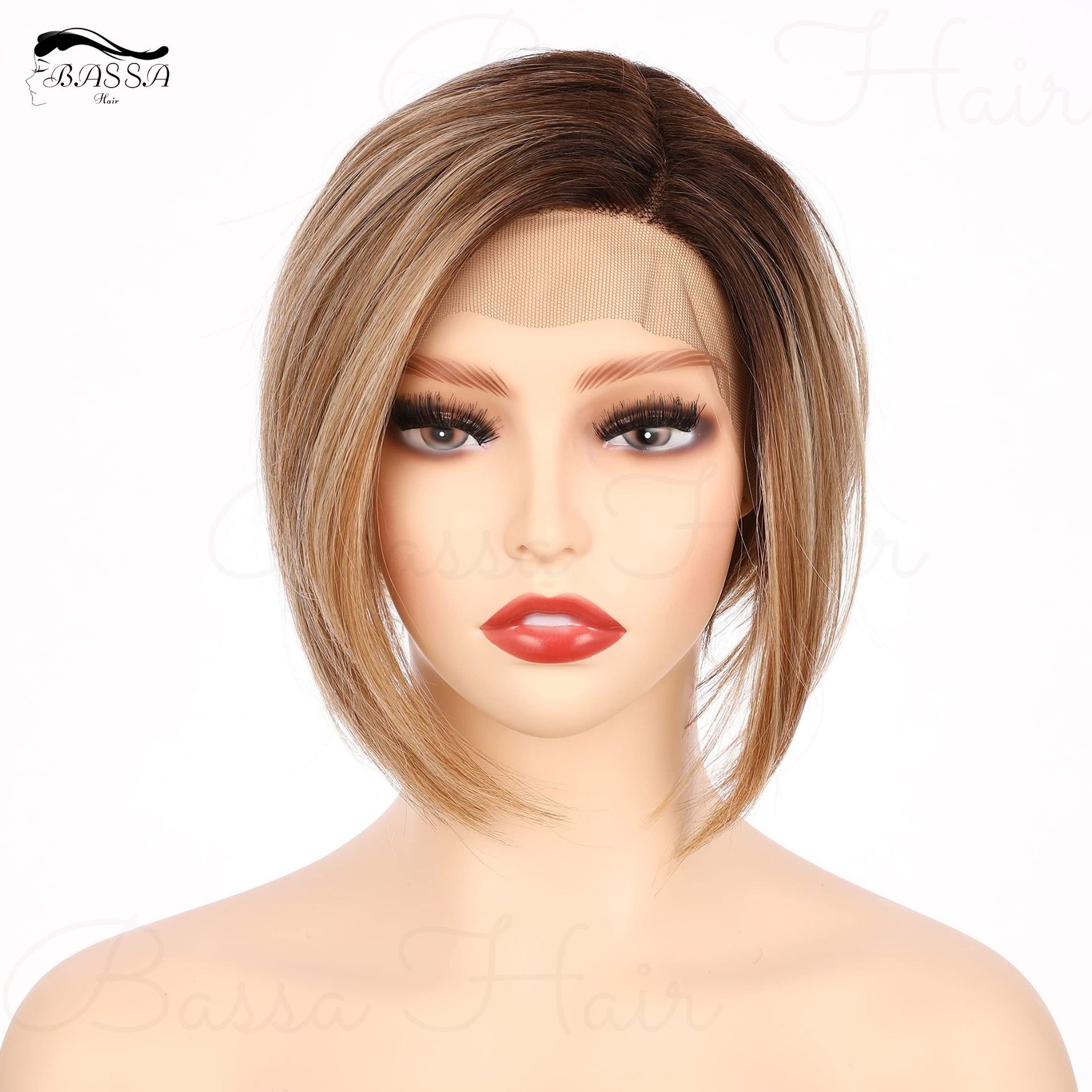 8 inch diagonal lace front loose straight bob wig details Picture