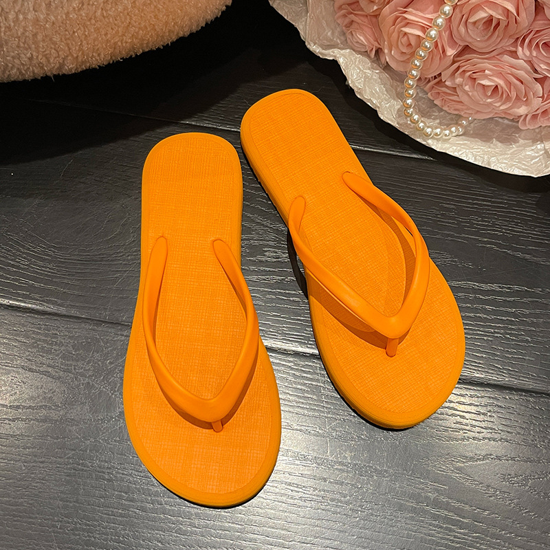 high-grade non-slip simple flip flops women's summer new outdoor solid color flip-flops seaside beach slippers women Item Picture