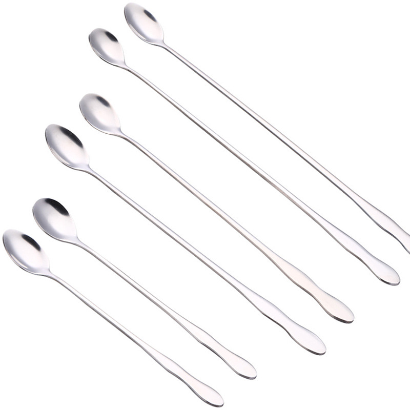 gourd handle ice spoon lengthened stainless steel tableware stirring spoon coffee spoon creative long handle ice-cream spoon household spoon Item Picture