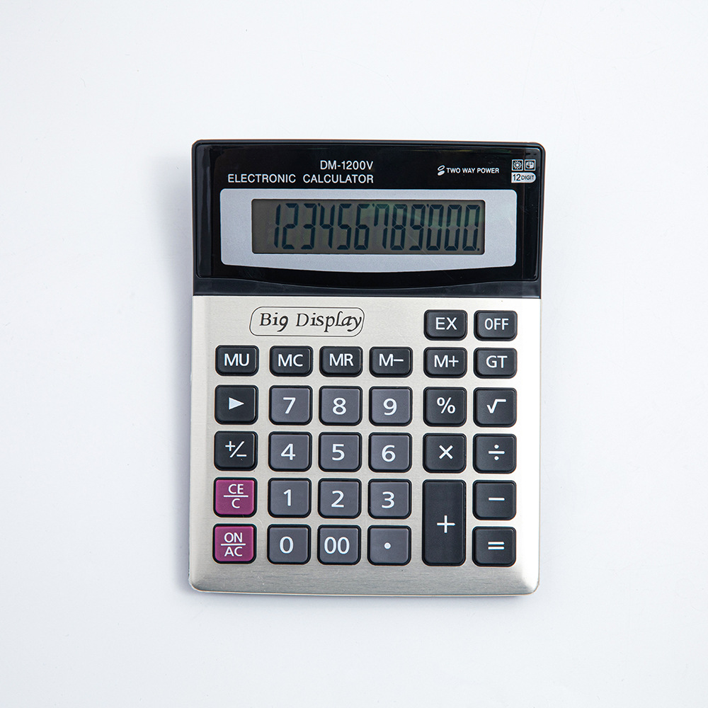 large screen 1200v large button 12-bit aluminum surface metal calculator desktop financial office supplies wholesale full figure