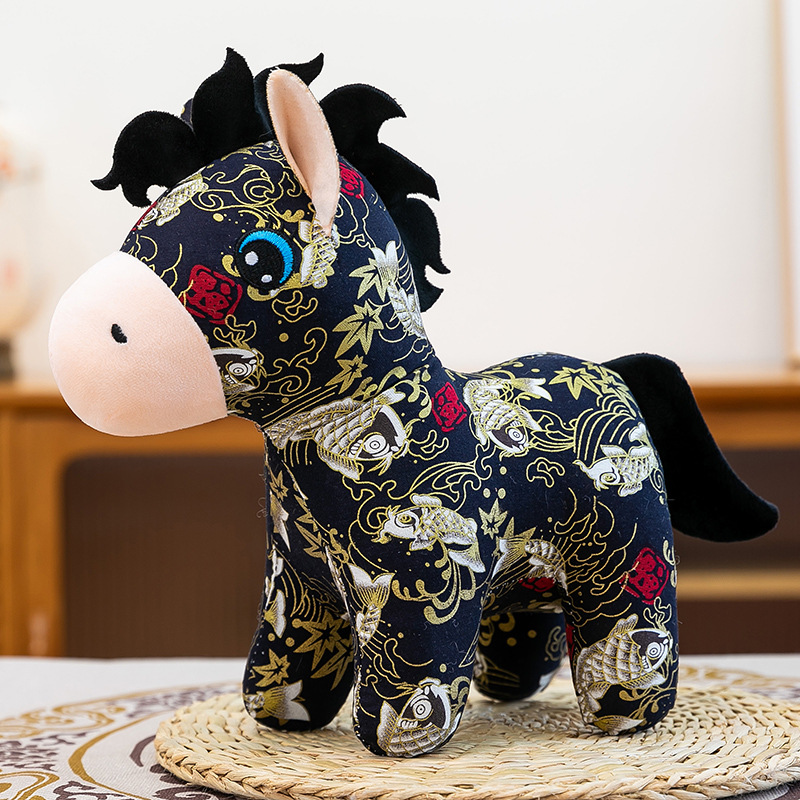 2026 year of the horse mascot doll zodiac flower cloth horse doll new year gift cute doll plush toys wholesale details Picture