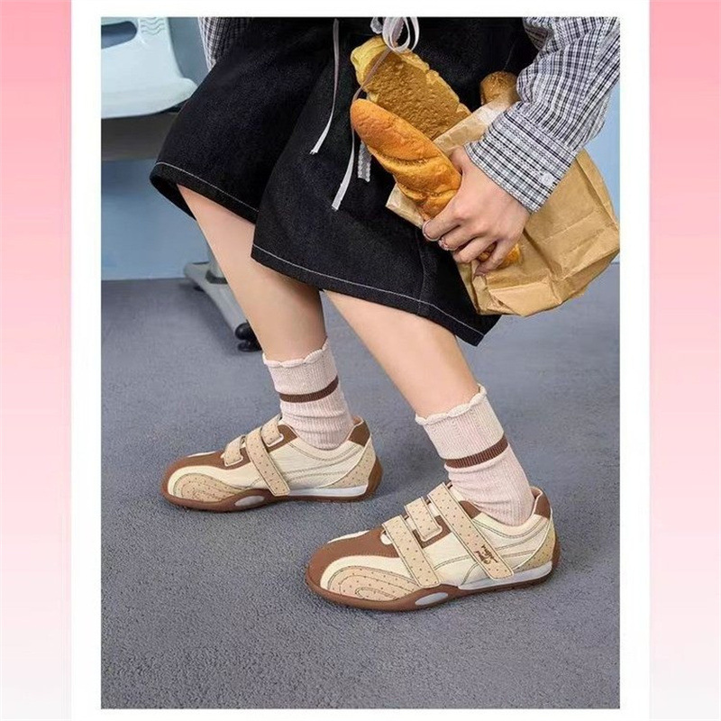 special cabinet version ~ 2025 new velcro casual shoes lightweight sneakers all-matching flat skateboard shoes women's autumn polka dot details Picture