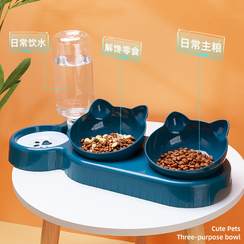 bowl  food basin double bowl cervical spine protection automatic drinking bowl anti-tumble  food rice basin dog pet supplies details Picture