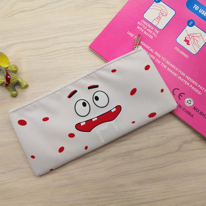 creative korean version cartoon canvas pen bag cute oxford zipper coin purse stationery case student stationery pencil bag full figure