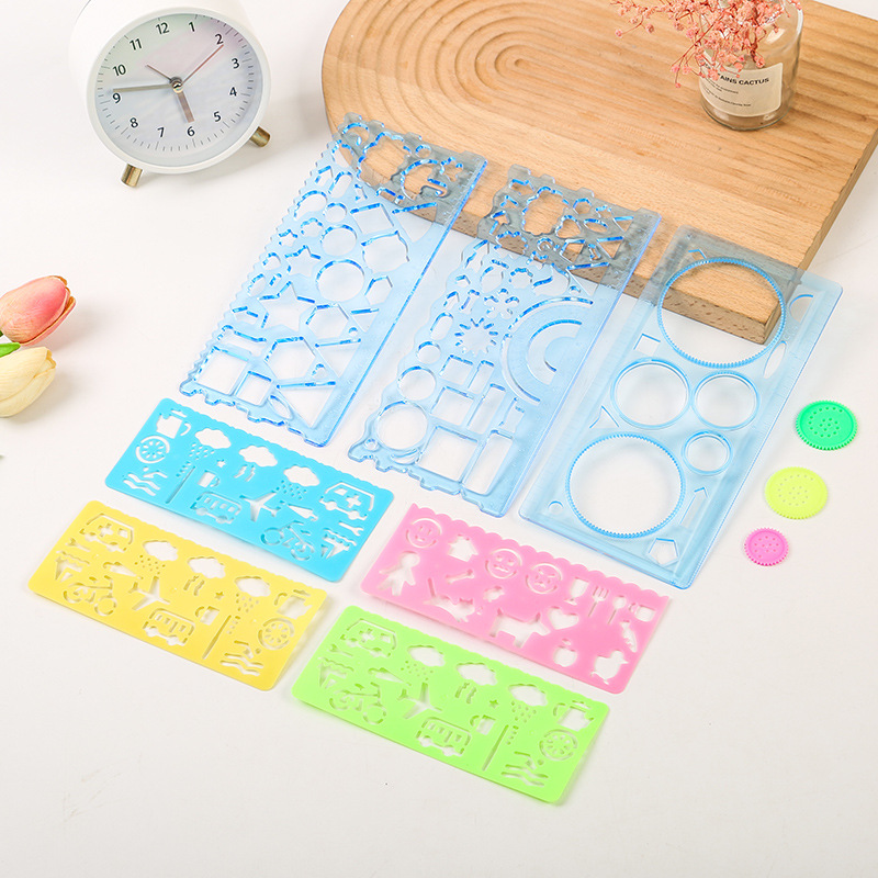 cartoon ruler sets four-piece set student 20cm soft ruler set primary school student cute study supplies stationery wholesale Specification drawing