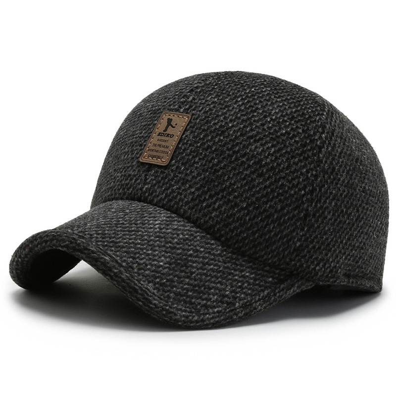 hat men's winter baseball cap middle-aged and elderly outdoor thick warm earflaps wind-proof cap sports all-matching peaked cap full figure