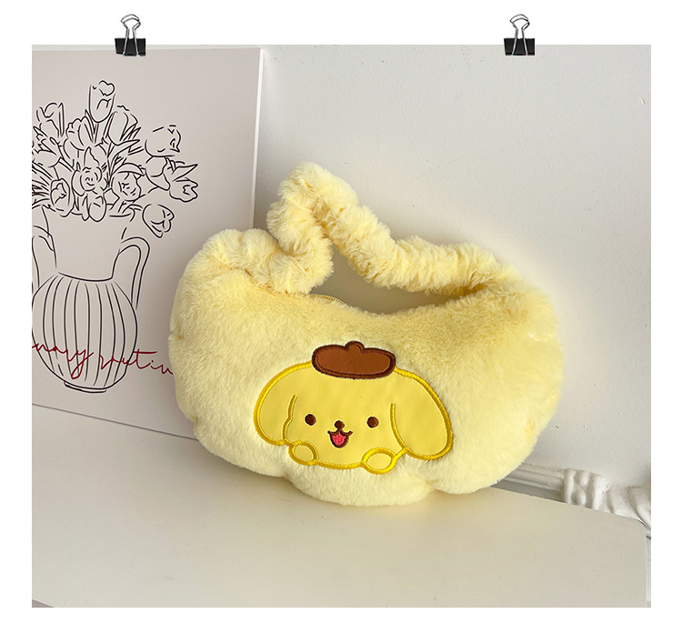 sanrio plush cartoon tote clow m shoulder cosmetic bag girl soft and adorable underarm bag factory wholesale details Picture