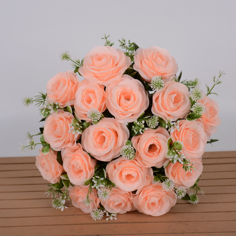 cross-border hot selling artificial flower fake rose flower bride holding juanhua home decoration wedding dress decoration plastic flowers details Picture