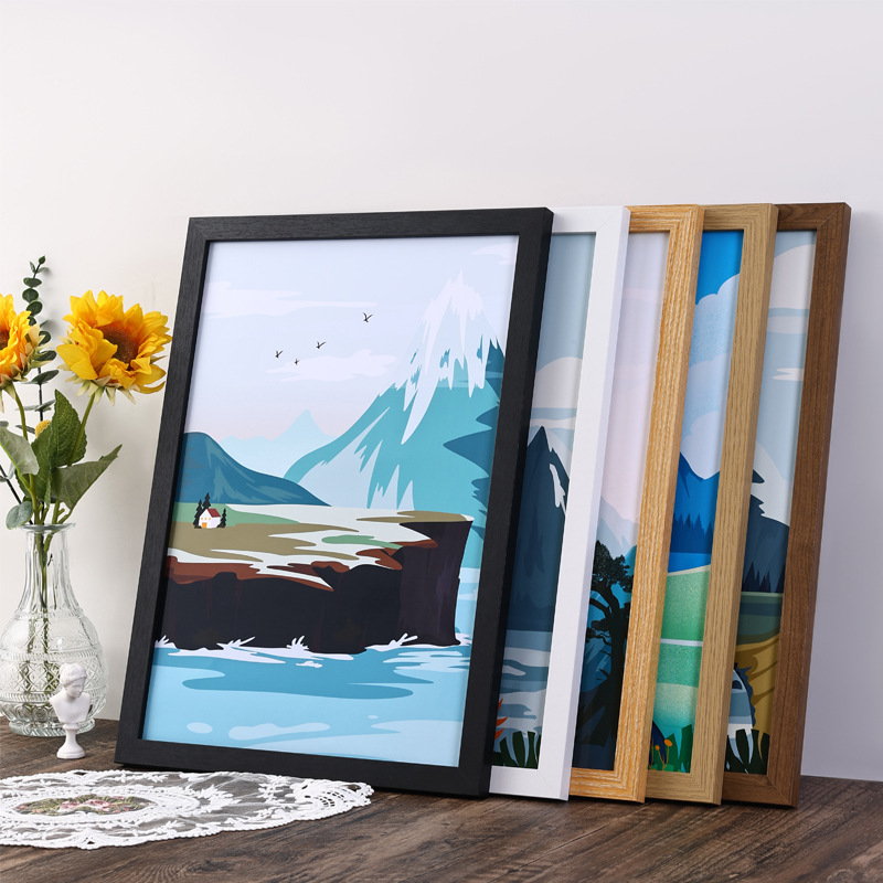 simple handmade wooden photo frame wholesale 16-inch oil painting poster children's puzzle wall hanging mounted picture frame empty frame full figure