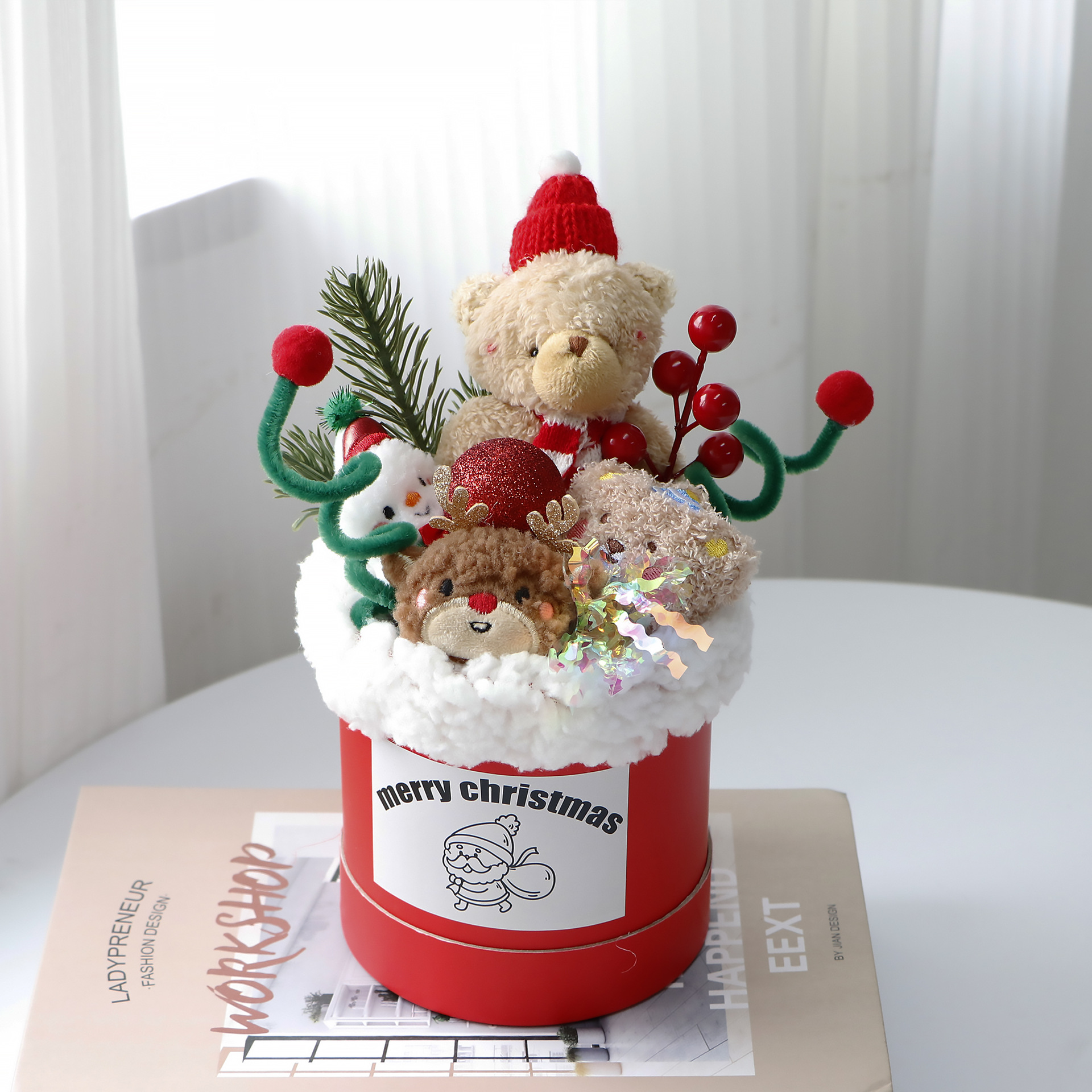 christmas gift hug tube plush doll bouquet for girlfriend girlfriend creative bear gift full figure