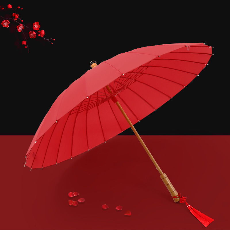 big red bride umbrella wedding umbrella wedding red umbrella long handle umbrella wedding umbrella chinese embroidery wedding ceremony light luxury umbrella Application Scenario