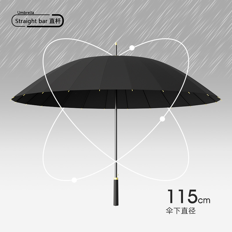 24 framework umbrella self-opening umbrella large large factory large wholesale straight rod long handle umbrella rain and rain dual-use printed logo Application Scenario