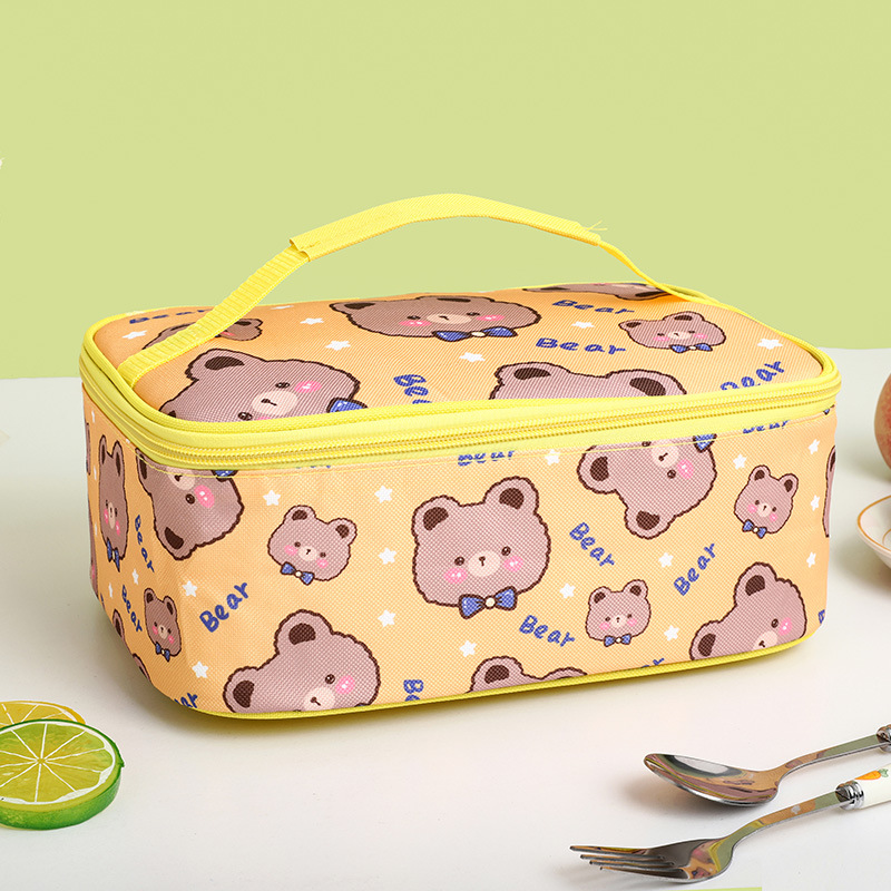 cartoon thermal bag lunch bag lunch box bag handbag students lunch box bags lunch bag aluminum foil rectangular rice bag Specification drawing