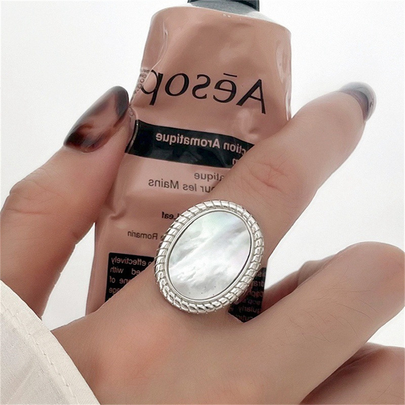 summer retro heavy industry 925 sterling silver ring for women special interest light luxury high-grade non-fading ins style all-matching silver accessories details Picture