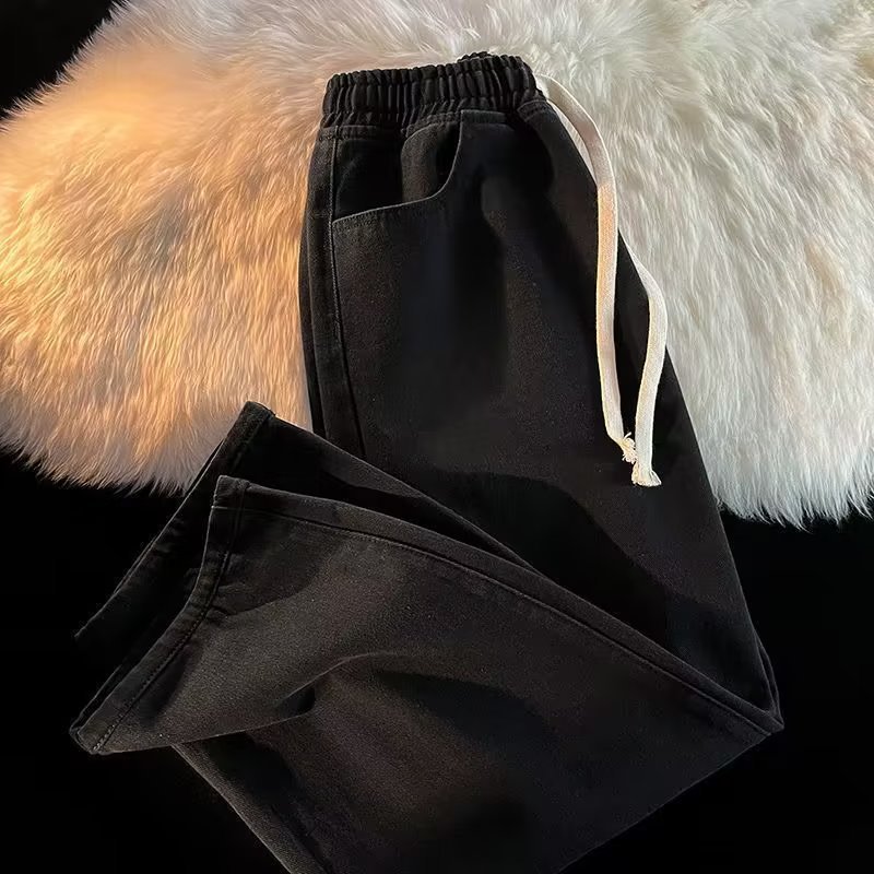 elastic waist jeans men's high-grade straight loose american high street retro wholesale cross-border foreign trade dried shrimp hot sale Item Picture