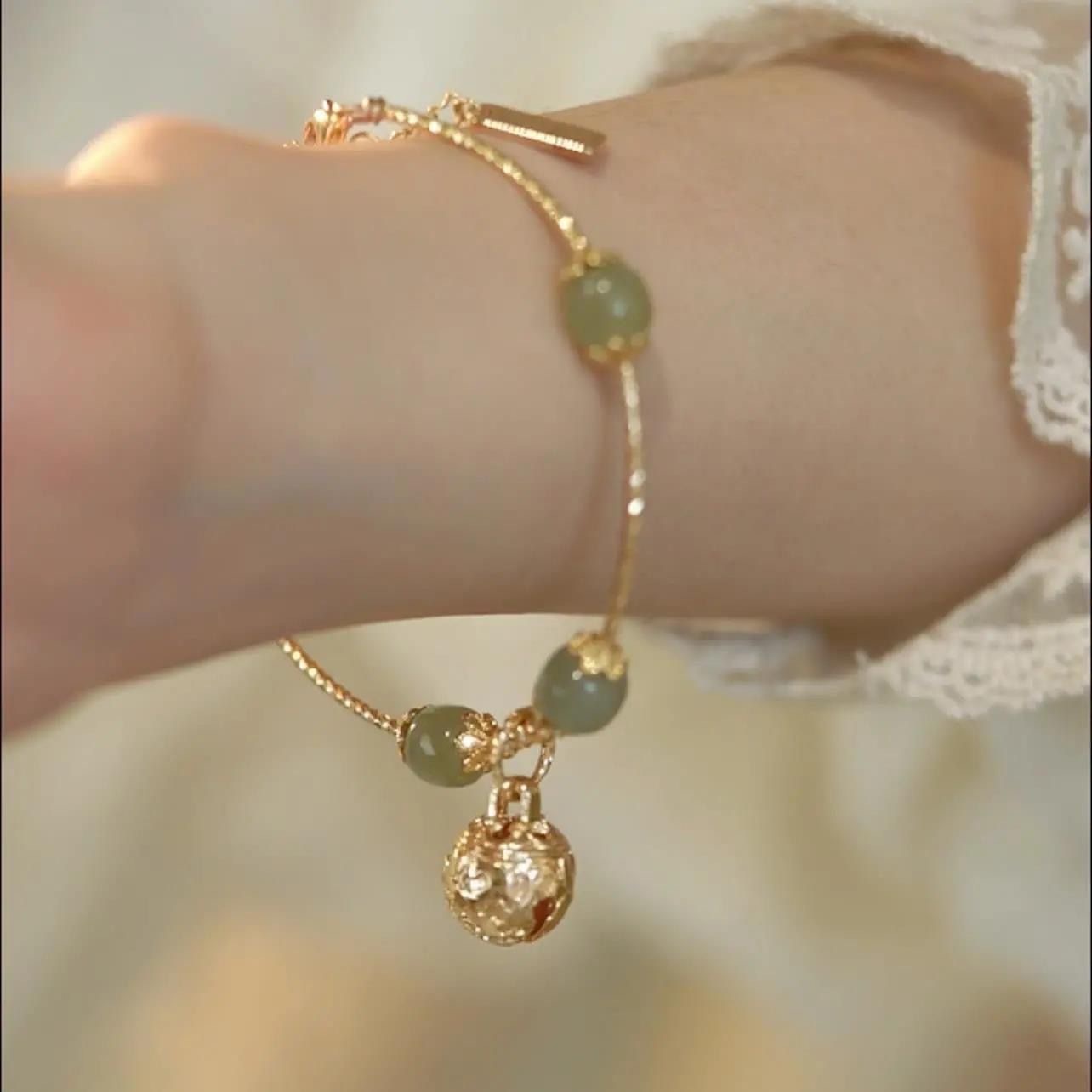 xiaohongshu ins special-interest design girlfriends national style gold silk bell pendant girlfriends bracelet bracelet special gift details Picture