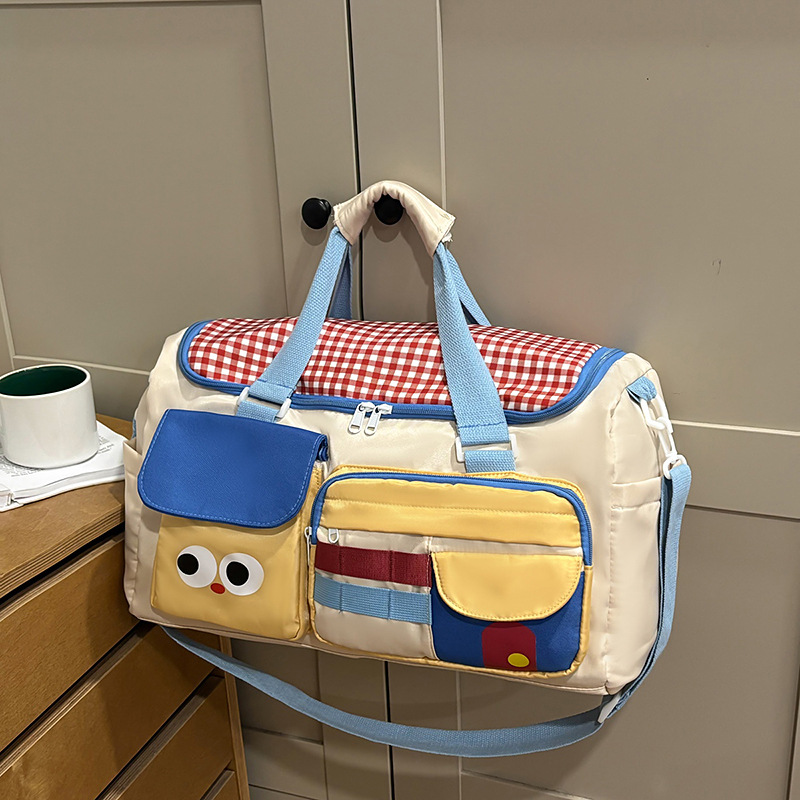 new high-grade niche short-distance travel bag women's large capacity luggage bag handbag maternity package contrast color gym bag Application Scenario