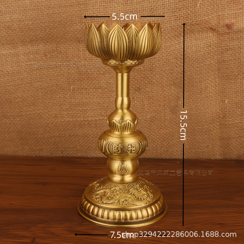 brass prosperity brought by the dragon and the phoenix candlestick decoration household worship hall buddha front candle holder chinese high leg aromatherapy table decoration full figure