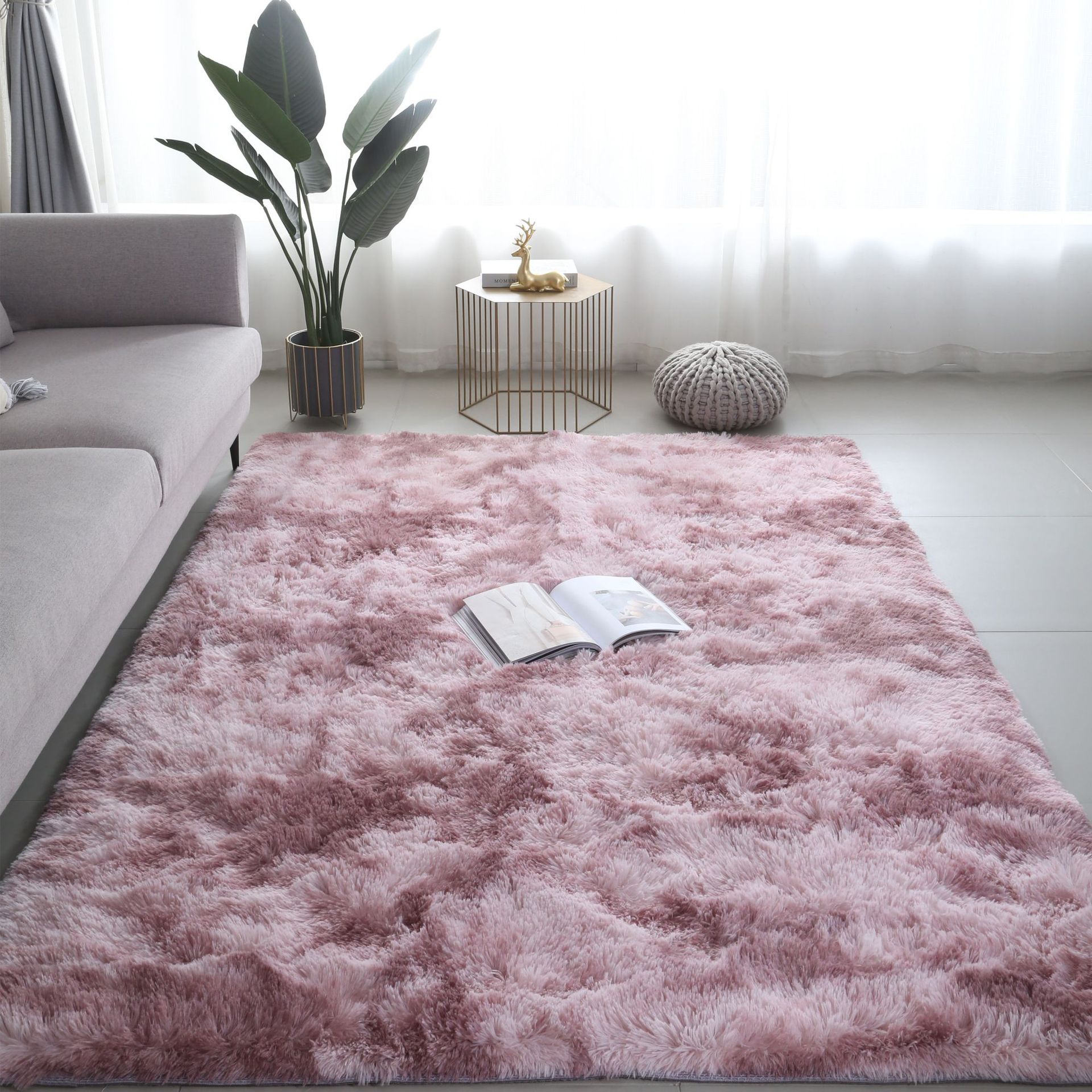 tie-dyed gradient long velvet carpet living room coffee table pad bedside long wool washable full bedroom nordic ins Specification drawing