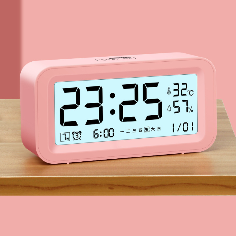 student only electronic clock smart clock mute battery bedroom alarm large volume with temperature and humidity alarm clock full figure