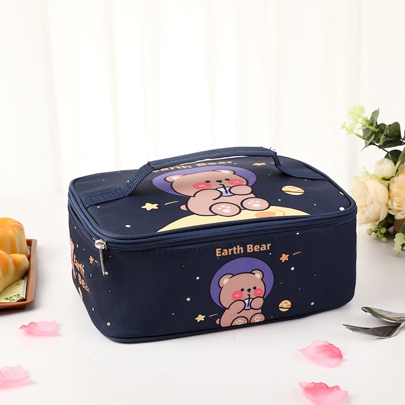 cartoon thermal bag lunch bag lunch box bag handbag students lunch box bags lunch bag aluminum foil rectangular rice bag details Picture