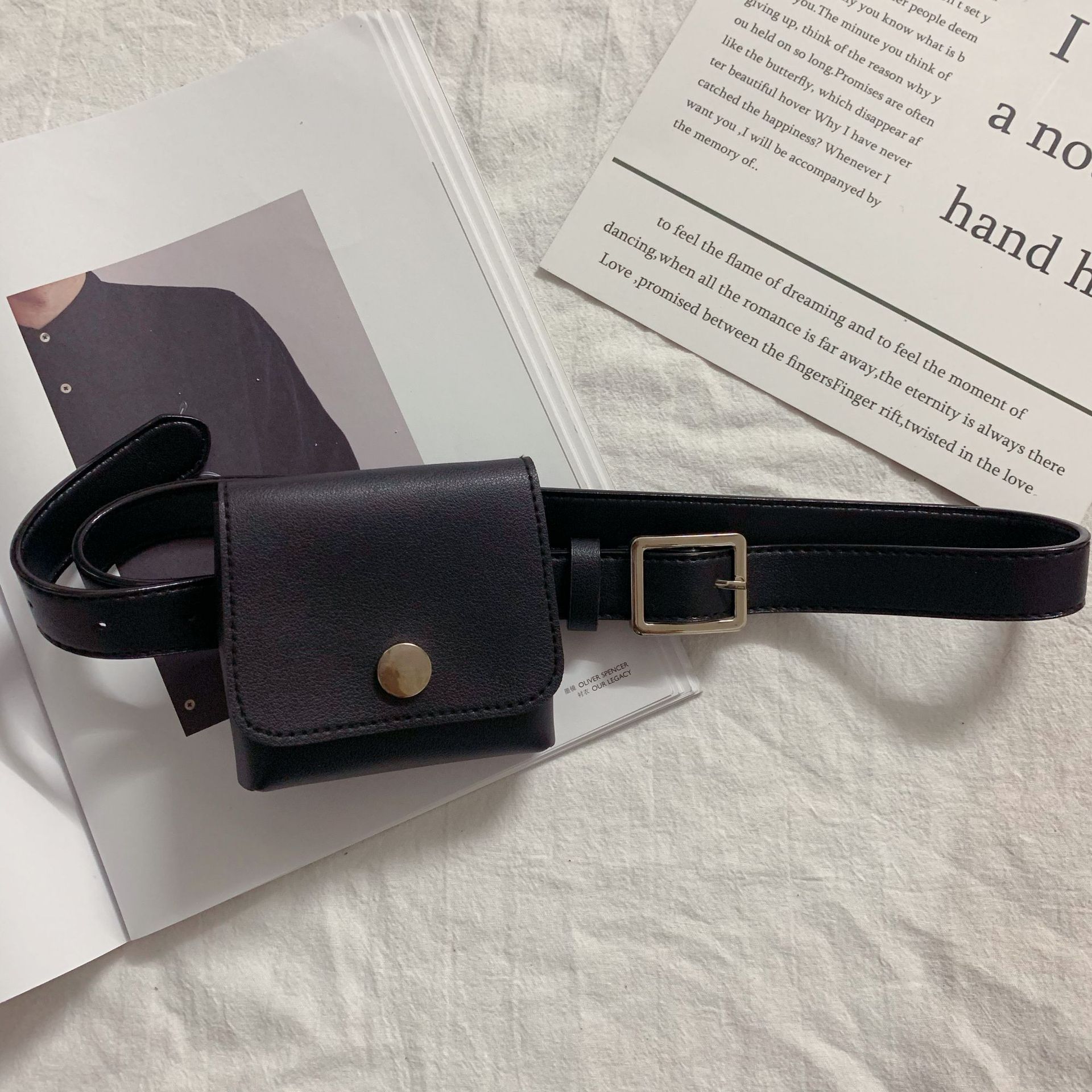 new women's belt waist bag fashion mini korean style small lether bag retro easy matching detachable belt female ins fashion full figure