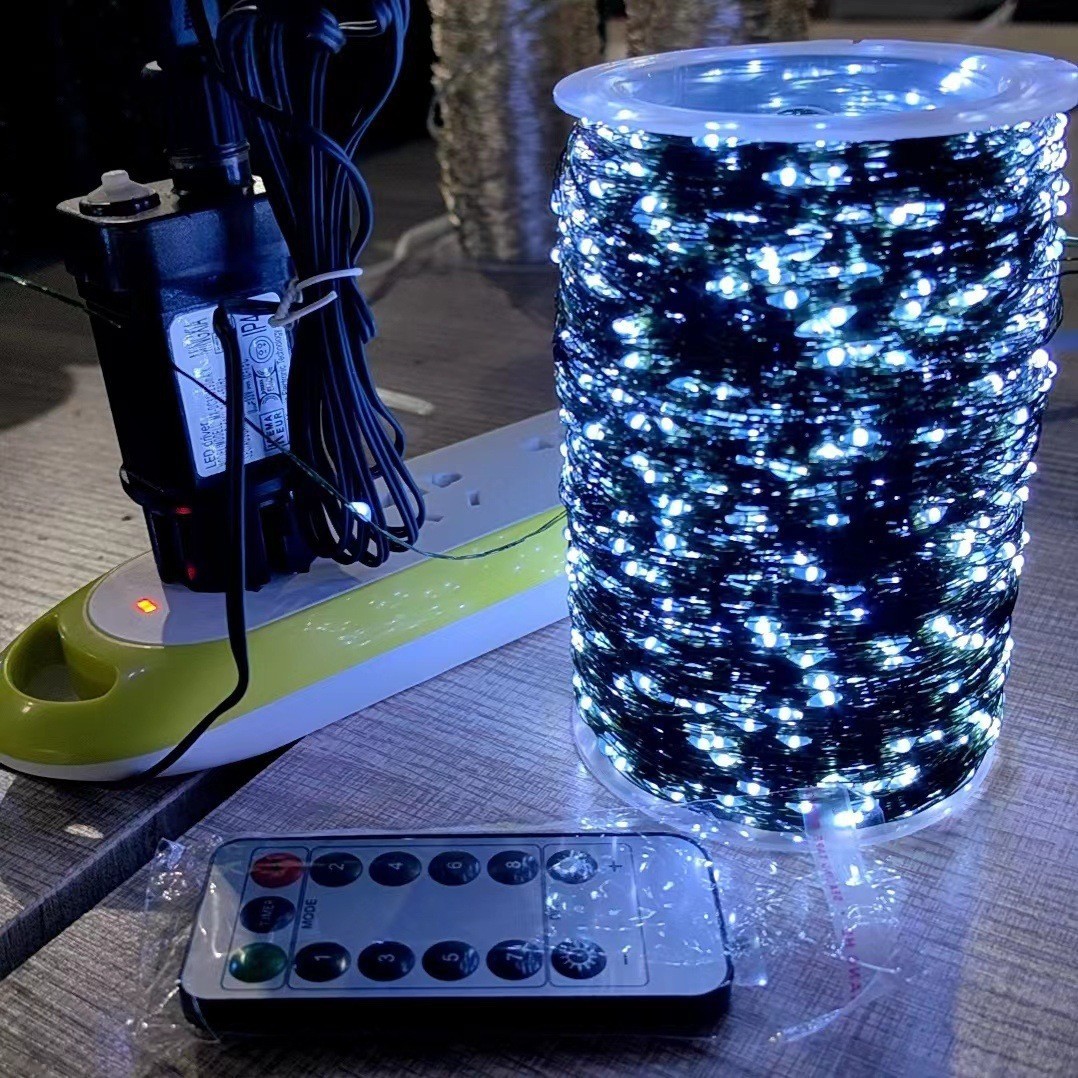 cross-border green wire copper wire christmas tree lamp string remote control firecrackers light flower green rattan starry garden decorative light Specification drawing