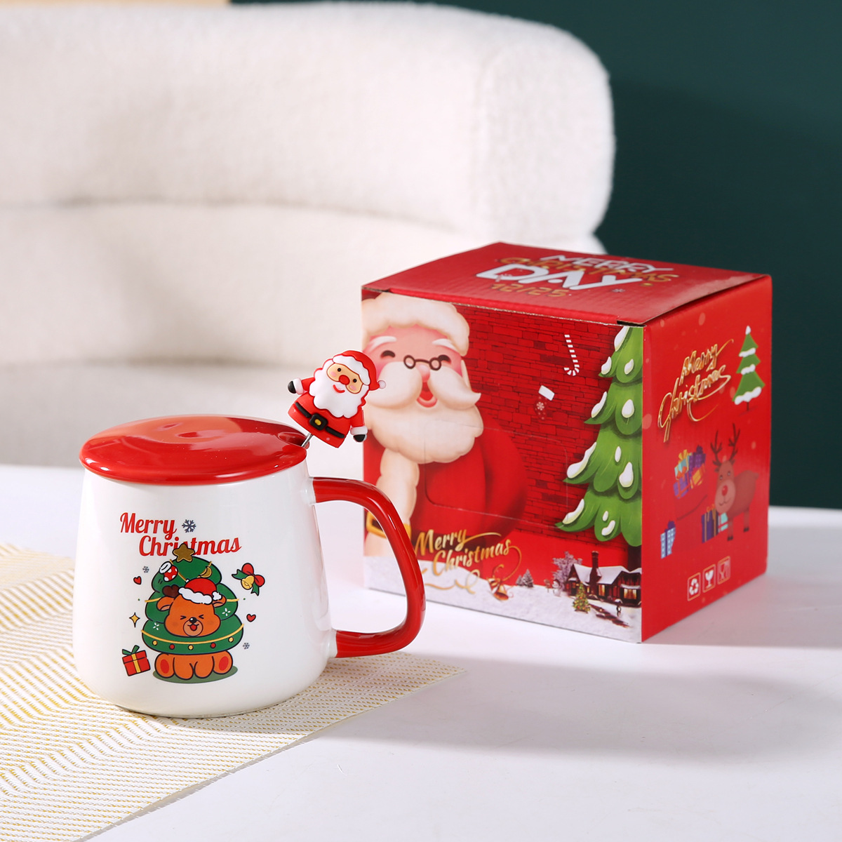 christmas mug santa claus ceramic cup household water cup coffee cup creative cartoon christmas gift present details Picture