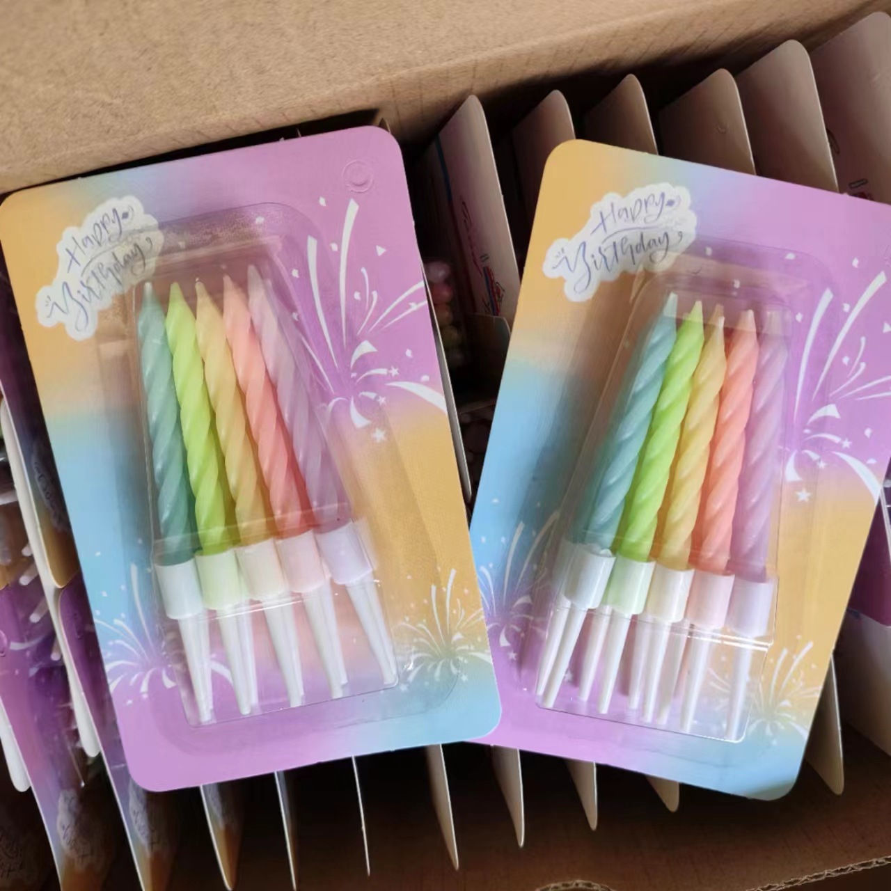 colorful birthday candle cake decorative thread candle macaron colorful wax children's party supplies small candle details Picture