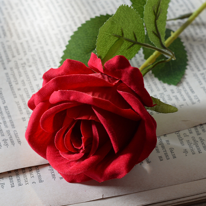 artificial flannel rose single hand-feeling fake flower wedding home furnishing valentine's day decoration high-grade bouquet wall waterfall Application Scenario