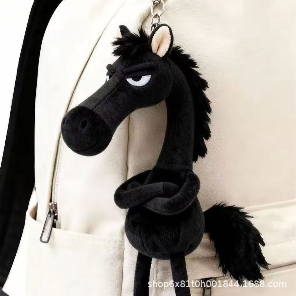 horse year mascot tianxuan high cold black horse ink bag pendant gift plush doll 2026 new full figure