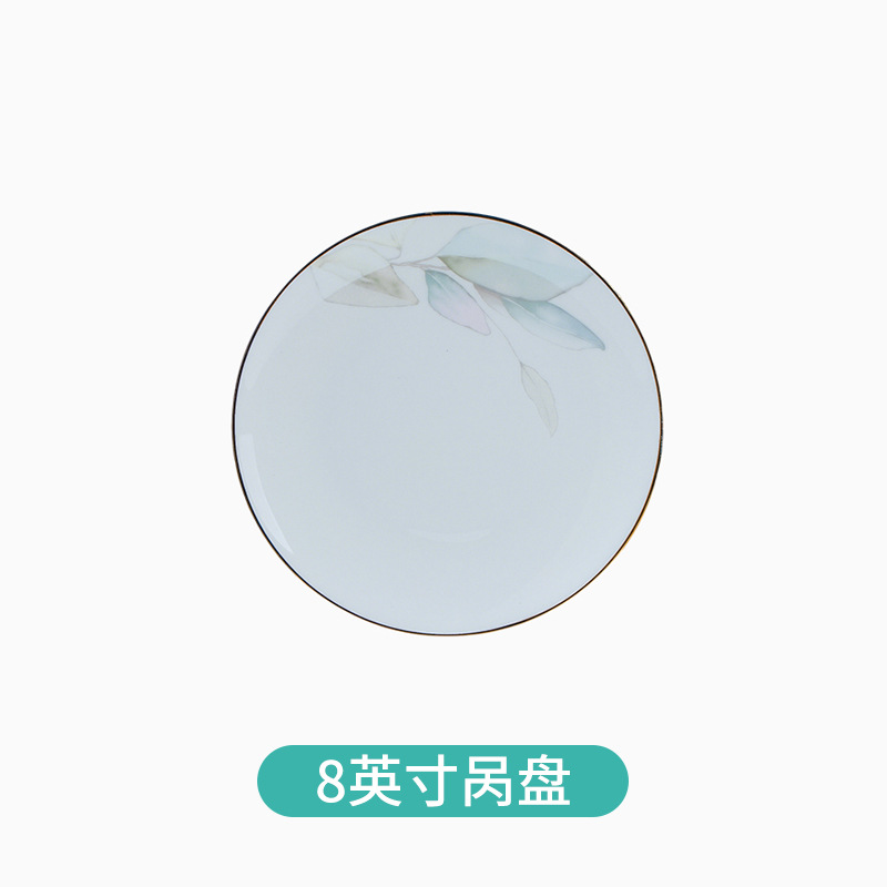 bowl and dish set household light luxury bone china tableware jingdezhen bowl and plate combination housewarming tableware plate ceramics details Picture