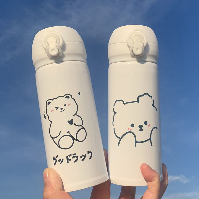 bear water cup girl cute good-looking stainless steel vacuum cup large capacity portable cartoon water cup children cup full figure