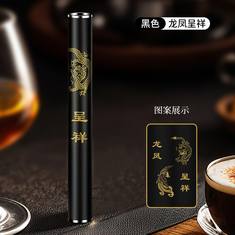 internet celebrity blow a fire folding thin strip charging lighter igniter black technology cigarette lighter mute windproof full figure
