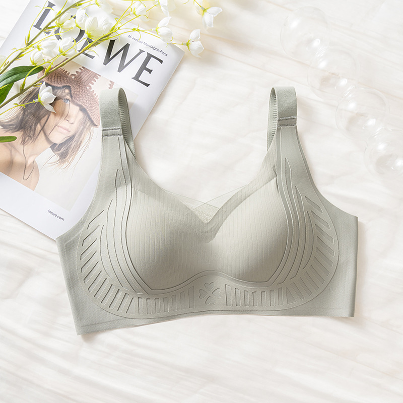 seamless underwear women's big chest small push up soft support lifting bra breast holding anti-sagging chest cross-border live broadcast details Picture