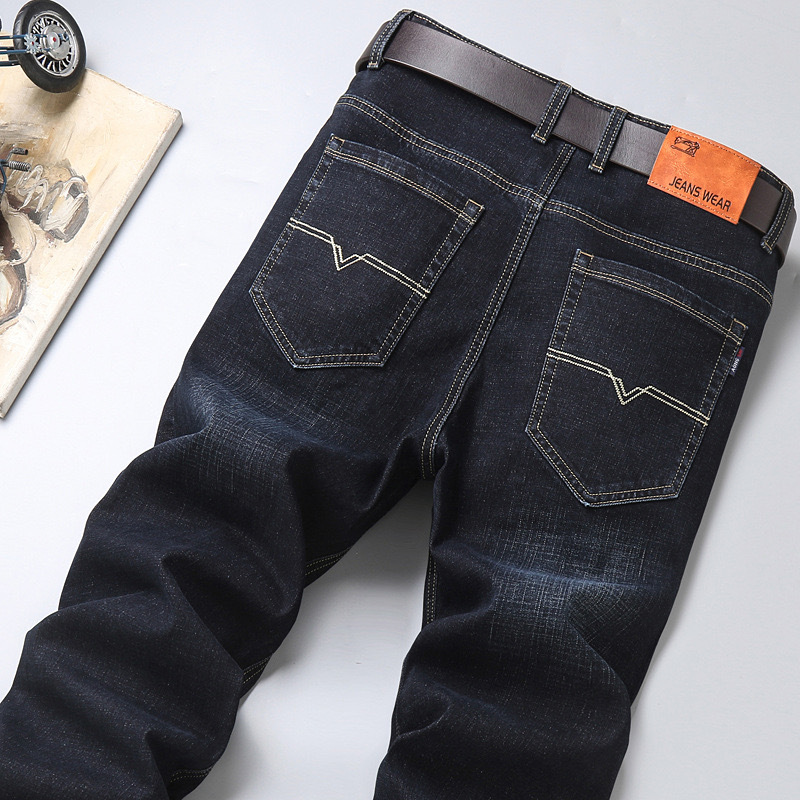 autumn new jeans men's casual work clothing men's straight middle-aged and young loose elastic all-matching trousers Application Scenario