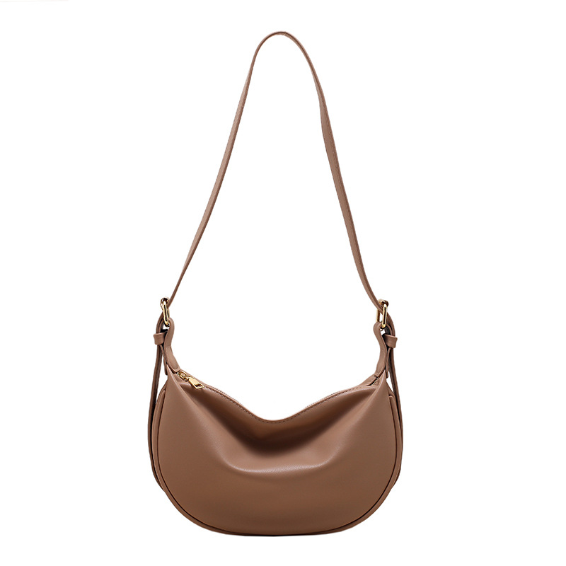 solid color single-shoulder bag bag female 2023 new internet celebrity minimalist shoulder underarm bag soft pu messenger bag wild dumpling bag Item Picture
