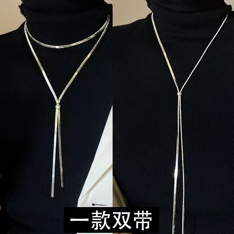 hot sale pull-out titanium steel necklace women's adjustable chain all-match simple fashion high-grade clothing accessories Application Scenario