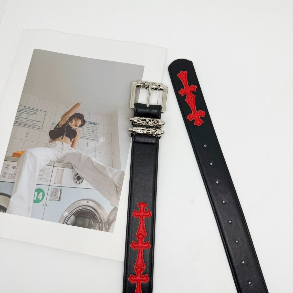 personalized lychee pattern white crowe new belt men's and women's artistic youth belt retro fashion vine roller full figure