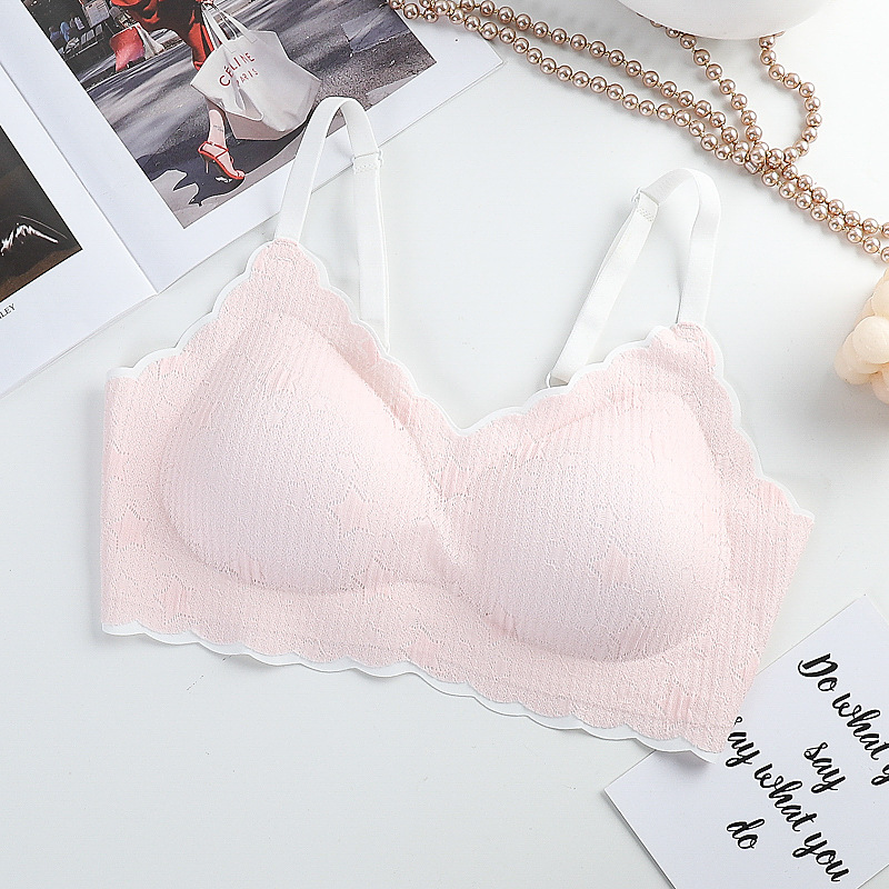 one-piece ice silk seamless wireless push up plus size strap lace beautiful back adjustable sports underwear women's bra Item Picture